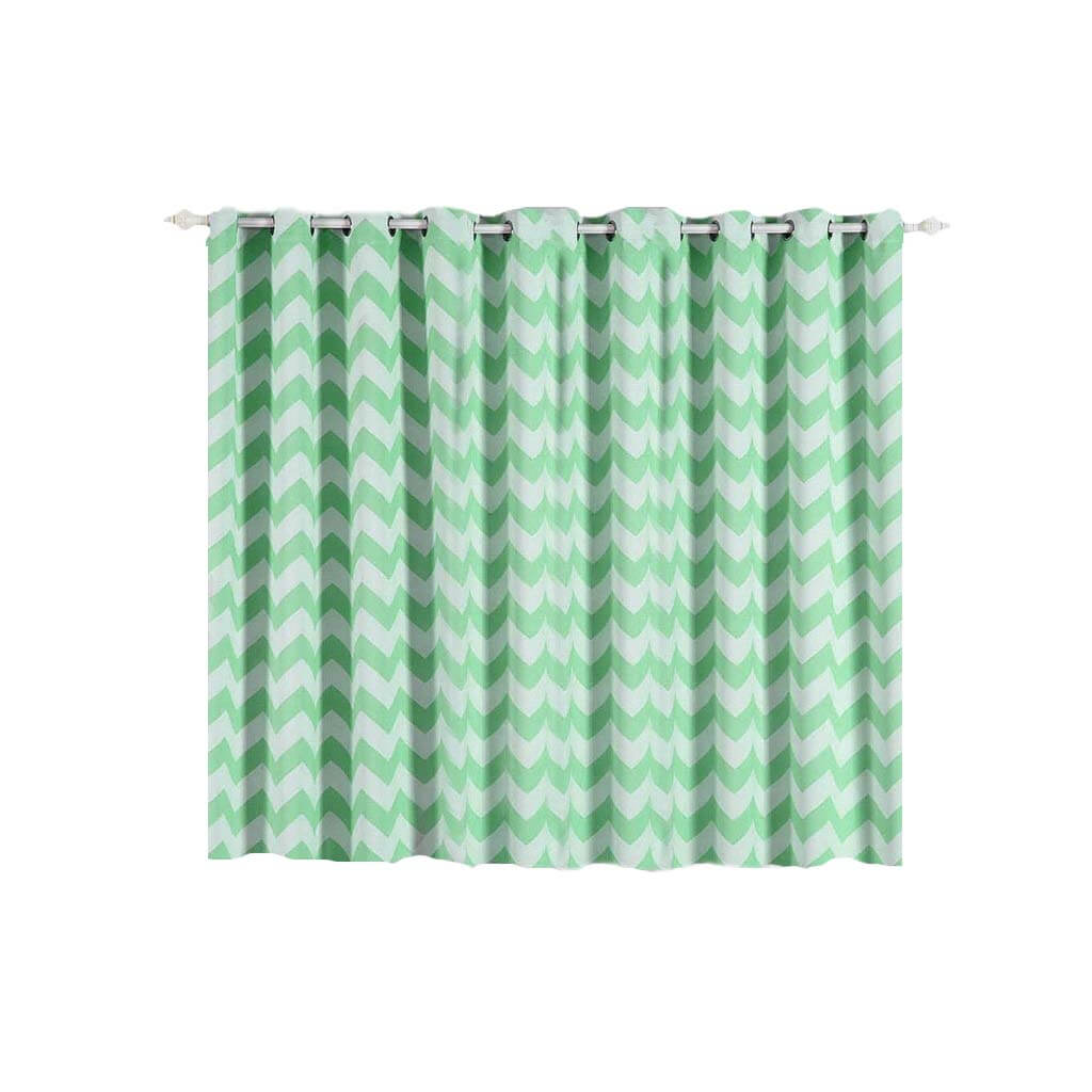 2 Pack White Mint Chevron Design Thermal Blackout Soundproof Curtains With Chrome Grommet Window Treatment Panels - 52"x64" - Bell Racket Store