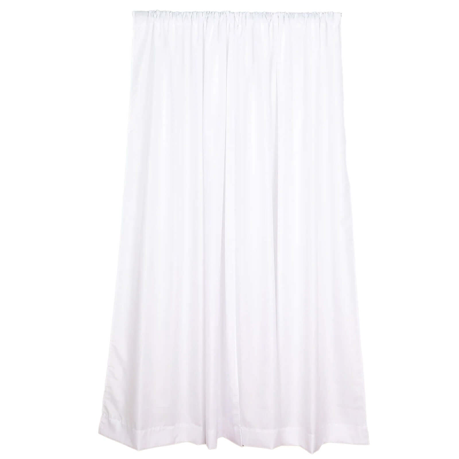 2 Pack White Polyester Event Curtain Drapes, 10ftx8ft Backdrop Event Panels With Rod Pockets 130 GSM - Bell Racket Store