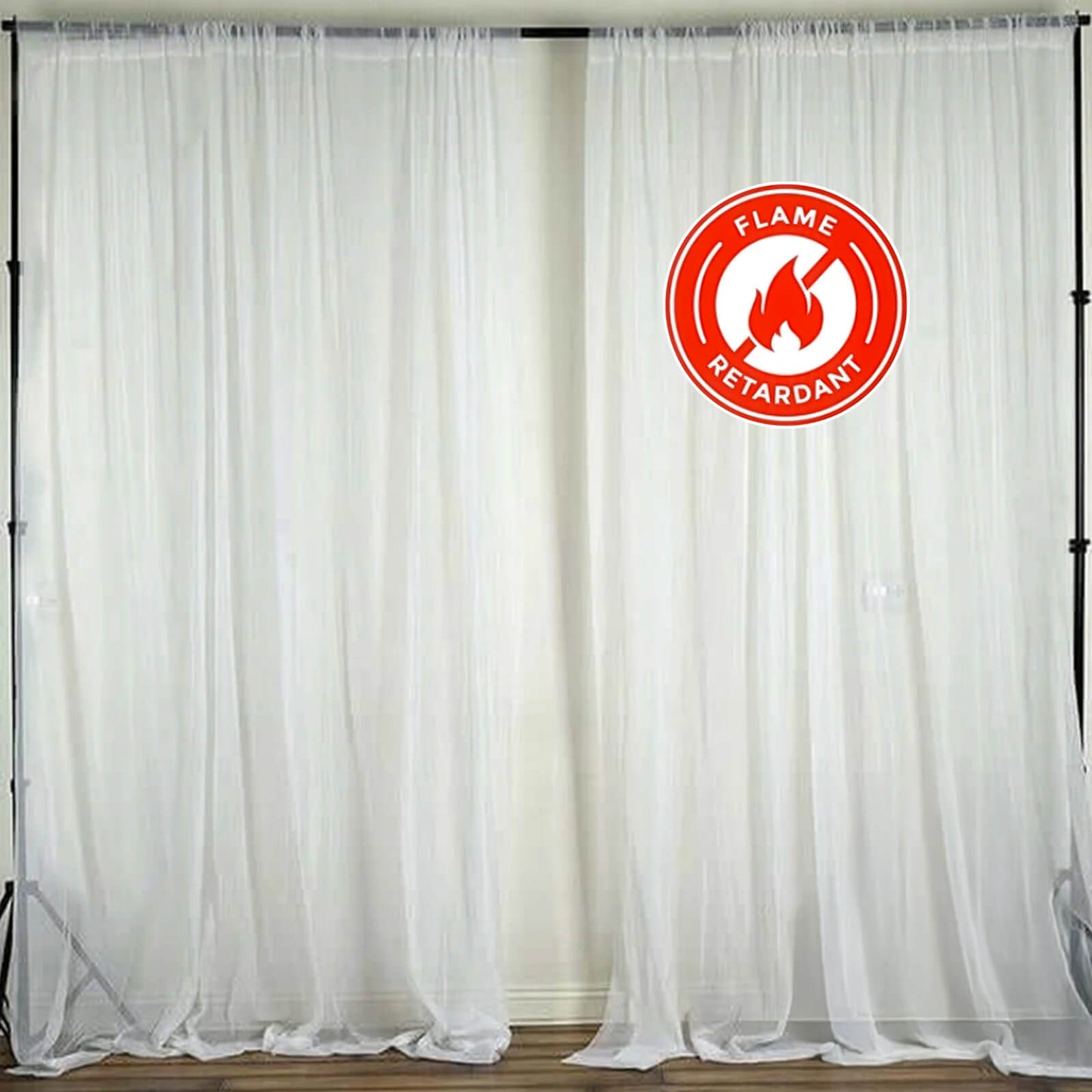 2 Pack White Sheer Chiffon Event Curtain Drapes, Durable Flame Resistant Organza Backdrop Event Panels With Rod Pockets - 10ftx10ft - NestOCart