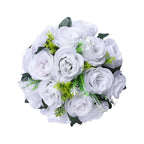 2 Pack White Silk 15 - Head Rose Flower Balls For Centerpieces - 10", Artificial Kissing Ball Floral Arrangements - Bell Racket Store