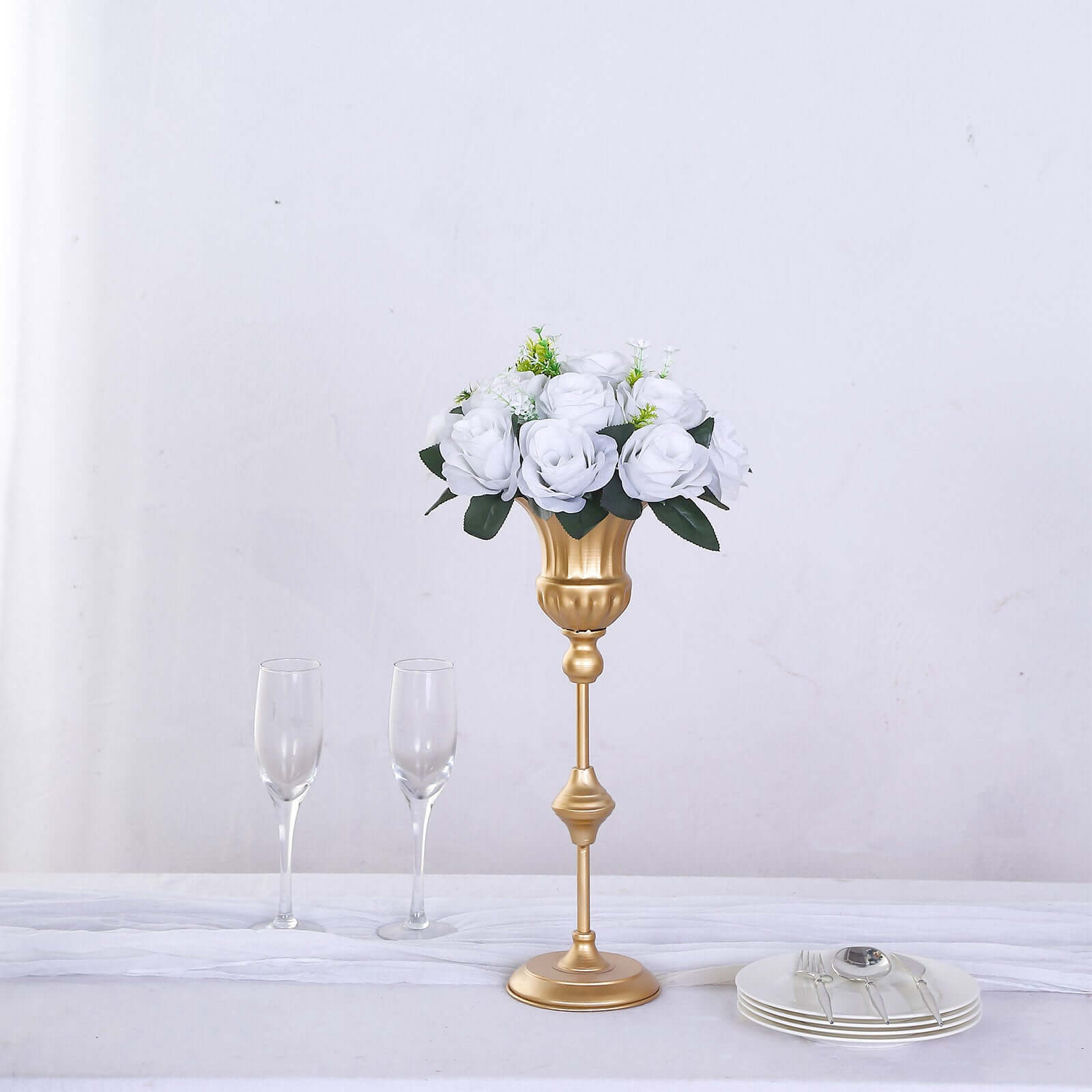 2 Pack White Silk 15 - Head Rose Flower Balls For Centerpieces - 10", Artificial Kissing Ball Floral Arrangements - Bell Racket Store