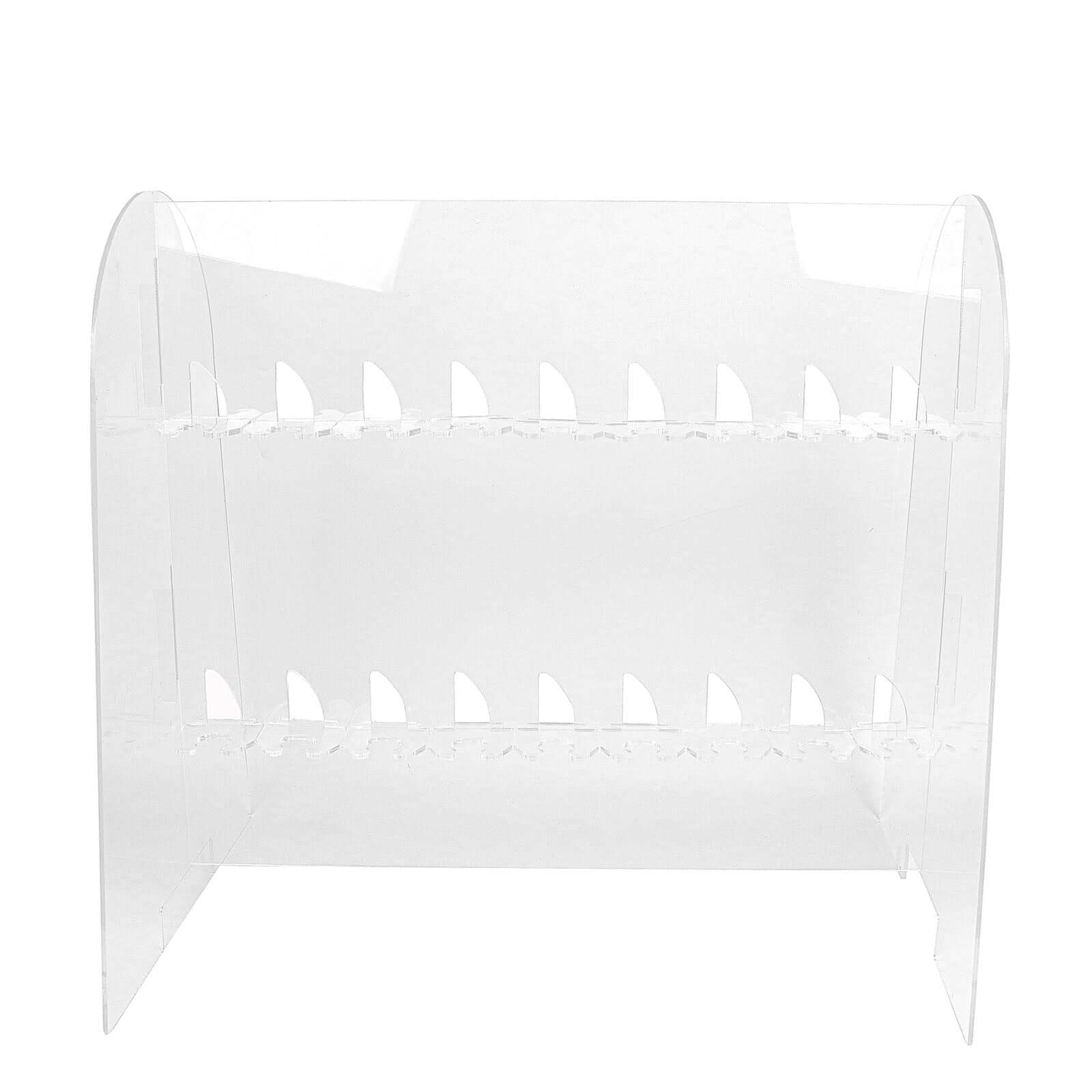 2 - Tier Acrylic Champagne Glass Holder Display Stand Table Top Clear with 18 Hooks for Events & DIY Bars 25" - Bell Racket Store