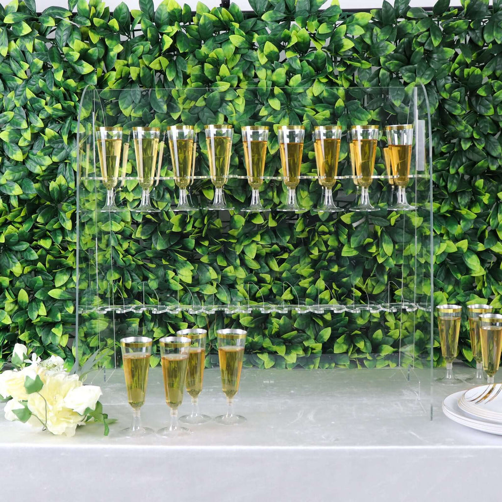 2 - Tier Acrylic Champagne Glass Holder Display Stand Table Top Clear with 18 Hooks for Events & DIY Bars 25" - Bell Racket Store