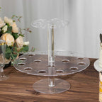 2 Tier Acrylic Round Ice Cream Cone Holder Clear - Sturdy Appetizer Dessert Display Stand with 24 - Slots for Easy & Stylish Event Party Table Setup 12" - Bell Racket Store