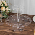 2 Tier Acrylic Round Ice Cream Cone Holder Clear - Sturdy Appetizer Dessert Display Stand with 24 - Slots for Easy & Stylish Event Party Table Setup 12" - Bell Racket Store