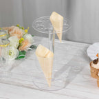 2 Tier Acrylic Round Ice Cream Cone Holder Clear - Sturdy Appetizer Dessert Display Stand with 24 - Slots for Easy & Stylish Event Party Table Setup 12" - Bell Racket Store