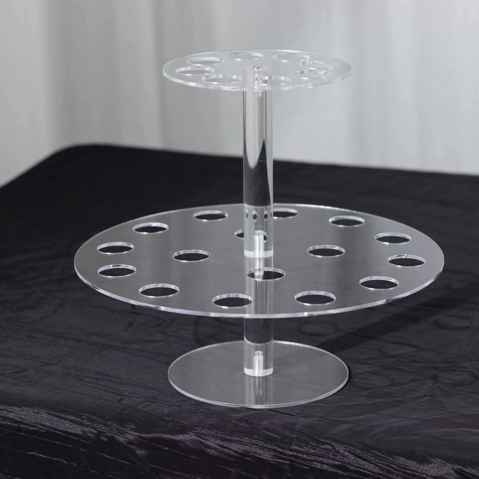 2 Tier Acrylic Round Ice Cream Cone Holder Clear - Sturdy Appetizer Dessert Display Stand with 24 - Slots for Easy & Stylish Event Party Table Setup 12" - Bell Racket Store