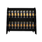 2 - Tier Champagne Glass Holder Display Stand Table Top in Glossy Black - Modern Stemware Rack Cocktail Drink Holder with 18 Hooks for Events & DIY Bars 25" - Bell Racket Store