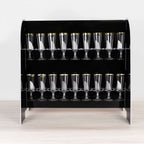 2 - Tier Champagne Glass Holder Display Stand Table Top in Glossy Black - Modern Stemware Rack Cocktail Drink Holder with 18 Hooks for Events & DIY Bars 25" - Bell Racket Store