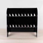 2 - Tier Champagne Glass Holder Display Stand Table Top in Glossy Black - Modern Stemware Rack Cocktail Drink Holder with 18 Hooks for Events & DIY Bars 25" - Bell Racket Store