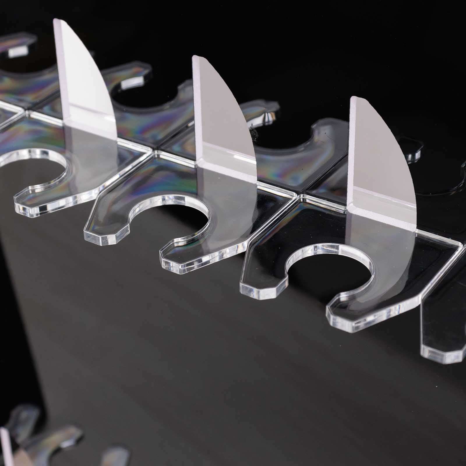 2 - Tier Champagne Glass Holder Display Stand Table Top in Glossy Black - Modern Stemware Rack Cocktail Drink Holder with 18 Hooks for Events & DIY Bars 25" - Bell Racket Store