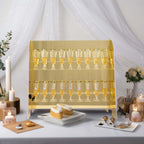 2 - Tier Champagne Glass Holder Display Stand Table Top in Gold Mirror Finish - Modern Stemware Rack Cocktail Drink Holder with 18 Hooks for Events & DIY Bars 25" - Bell Racket Store
