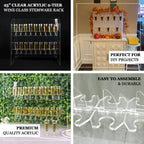 2 - Tier Champagne Glass Holder Display Stand Table Top in Gold Mirror Finish - Modern Stemware Rack Cocktail Drink Holder with 18 Hooks for Events & DIY Bars 25" - Bell Racket Store