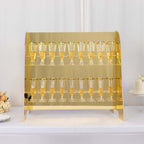 2 - Tier Champagne Glass Holder Display Stand Table Top in Gold Mirror Finish - Modern Stemware Rack Cocktail Drink Holder with 18 Hooks for Events & DIY Bars 25" - Bell Racket Store