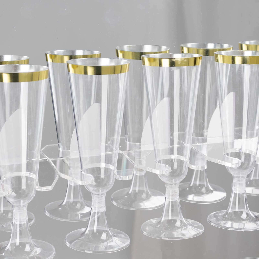 2 - Tier Champagne Glass Holder Display Stand Table Top in Silver Mirror Finish - Modern Stemware Rack Cocktail Drink Holder with 18 Hooks for Events & DIY Bars 25" - Bell Racket Store