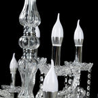 2 - Tier Crystal Chandelier with 10 LED Candle Bulbs â€“ Silver Acrylic Ceiling Light Fixture with Decorative Upper Crystals for Dining Room or Foyer â€“ 2.5ft - Bell Racket Store