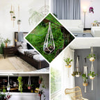 2 - Tier Hanging Planter Basket with Tassels Ivory Double Boho Design - Cotton Rope Indoor Decorative Holders - Bell Racket Store