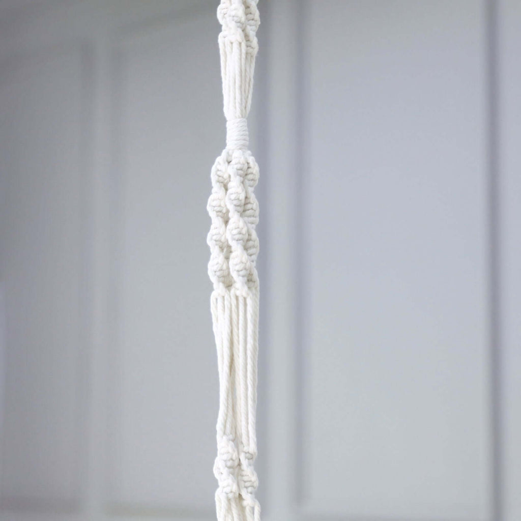 2 - Tier Hanging Planter Basket with Tassels Ivory Double Boho Design - Cotton Rope Indoor Decorative Holders - Bell Racket Store