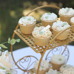 2 - Tier Metal Cupcake Dessert Display Stand Gold - Sophisticated Cinderella Carriage Wedding Cake Stand Centerpiece for Fairytale Themes & Princess Parties 14" - Bell Racket Store