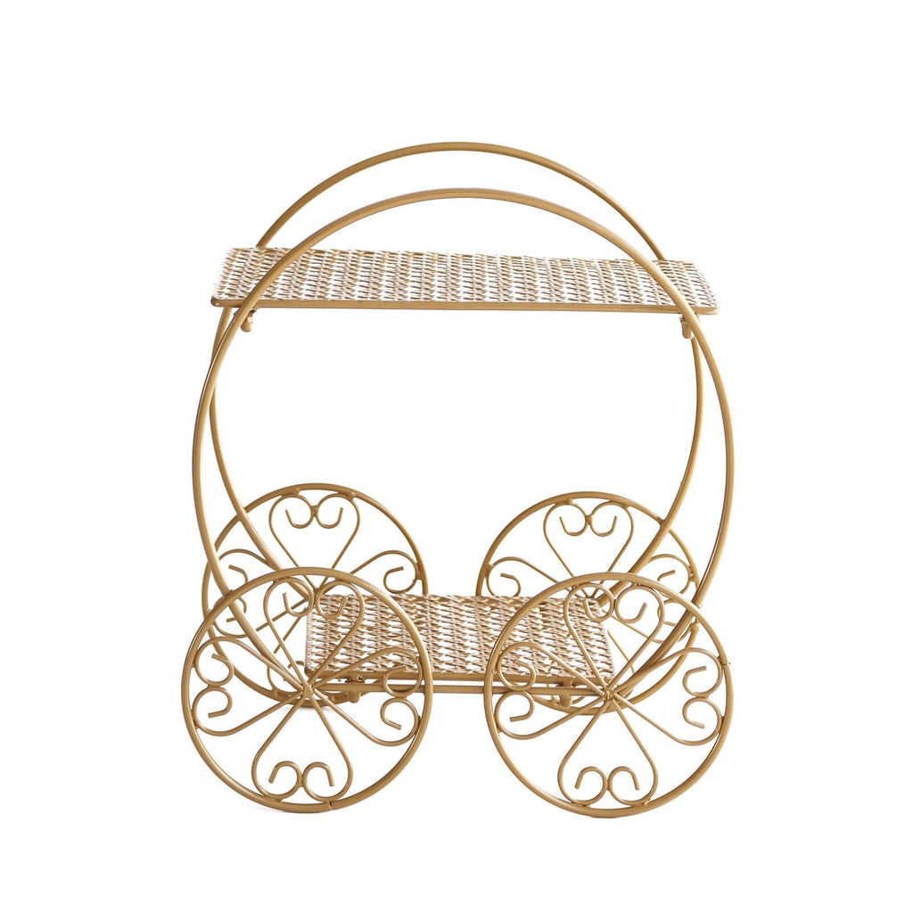 2 - Tier Metal Cupcake Dessert Display Stand Gold - Sophisticated Cinderella Carriage Wedding Cake Stand Centerpiece for Fairytale Themes & Princess Parties 14" - Bell Racket Store