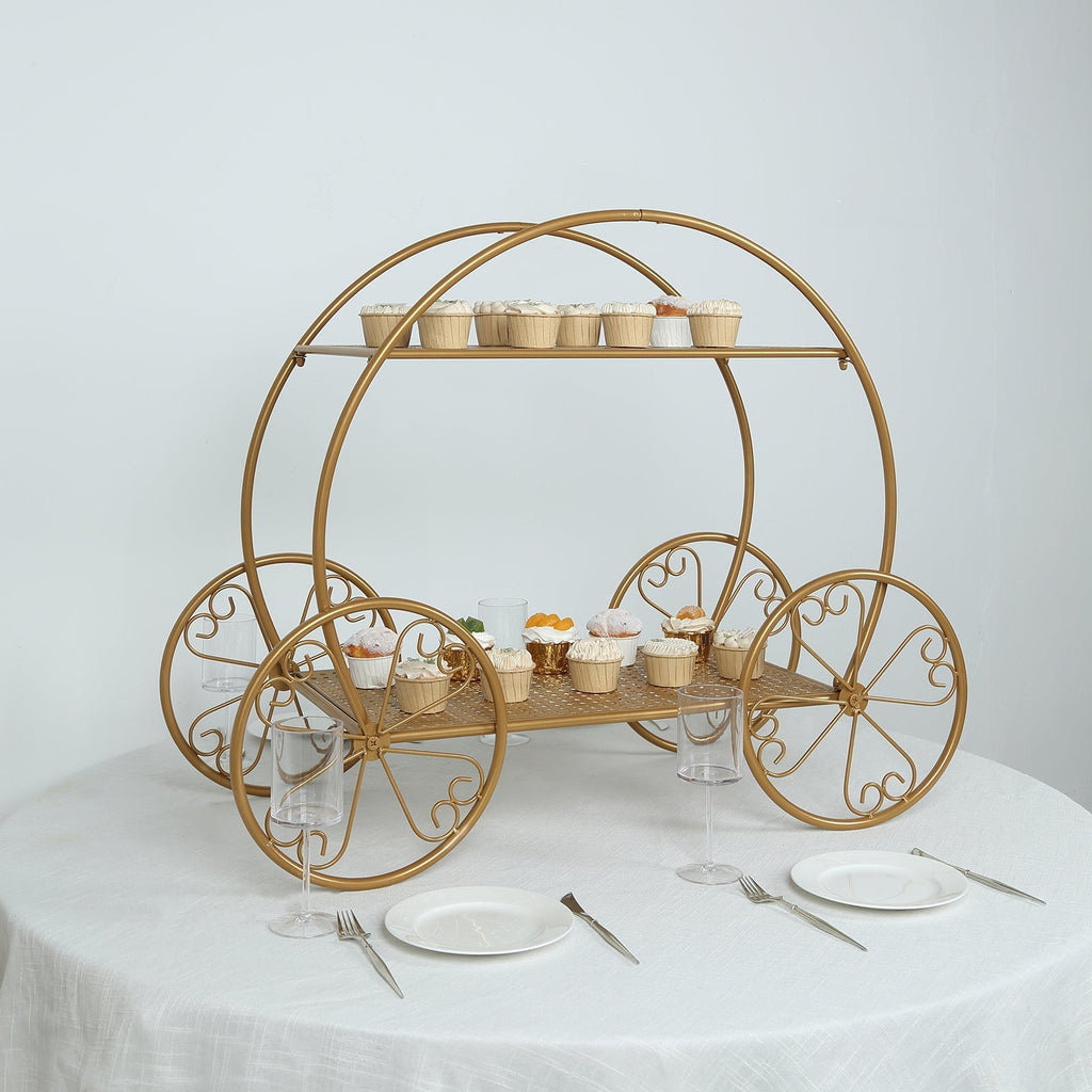 2 - Tier Metal Cupcake Stand Gold - Centerpiece Dessert Display Stand for Pastries & Party Favors 28" - Bell Racket Store