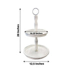 2 - Tier Wooden Serving Tray Stand Rustic Whitewashed Design - Farmhouse Style Cupcake Display 20" - Bell Racket Store