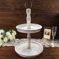 2 - Tier Wooden Serving Tray Stand Rustic Whitewashed Design - Farmhouse Style Cupcake Display 20" - Bell Racket Store