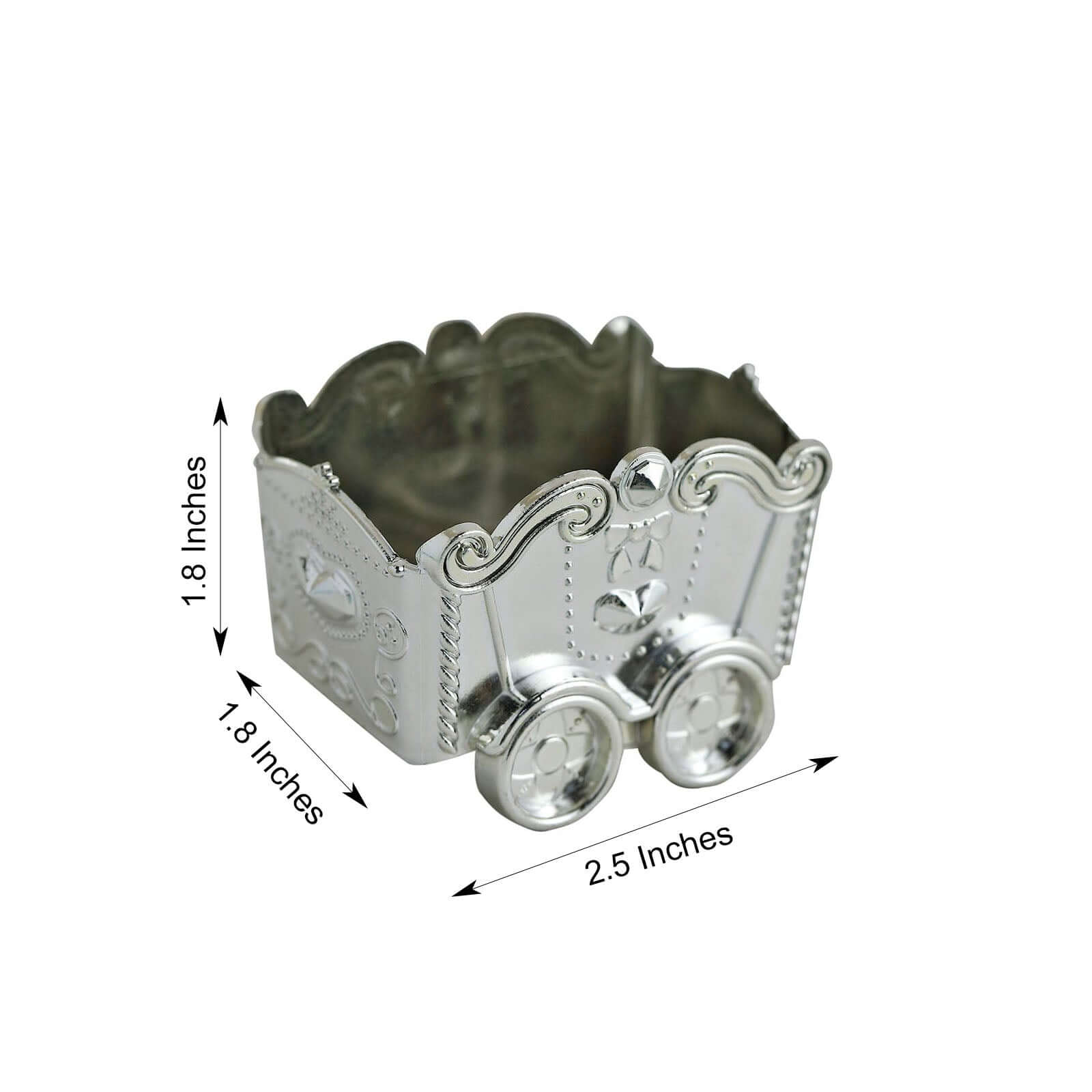 12 Pack 2.5" Silver Mini Chariot Treat Party Favor Boxes, Small Candy Container Gift Boxes