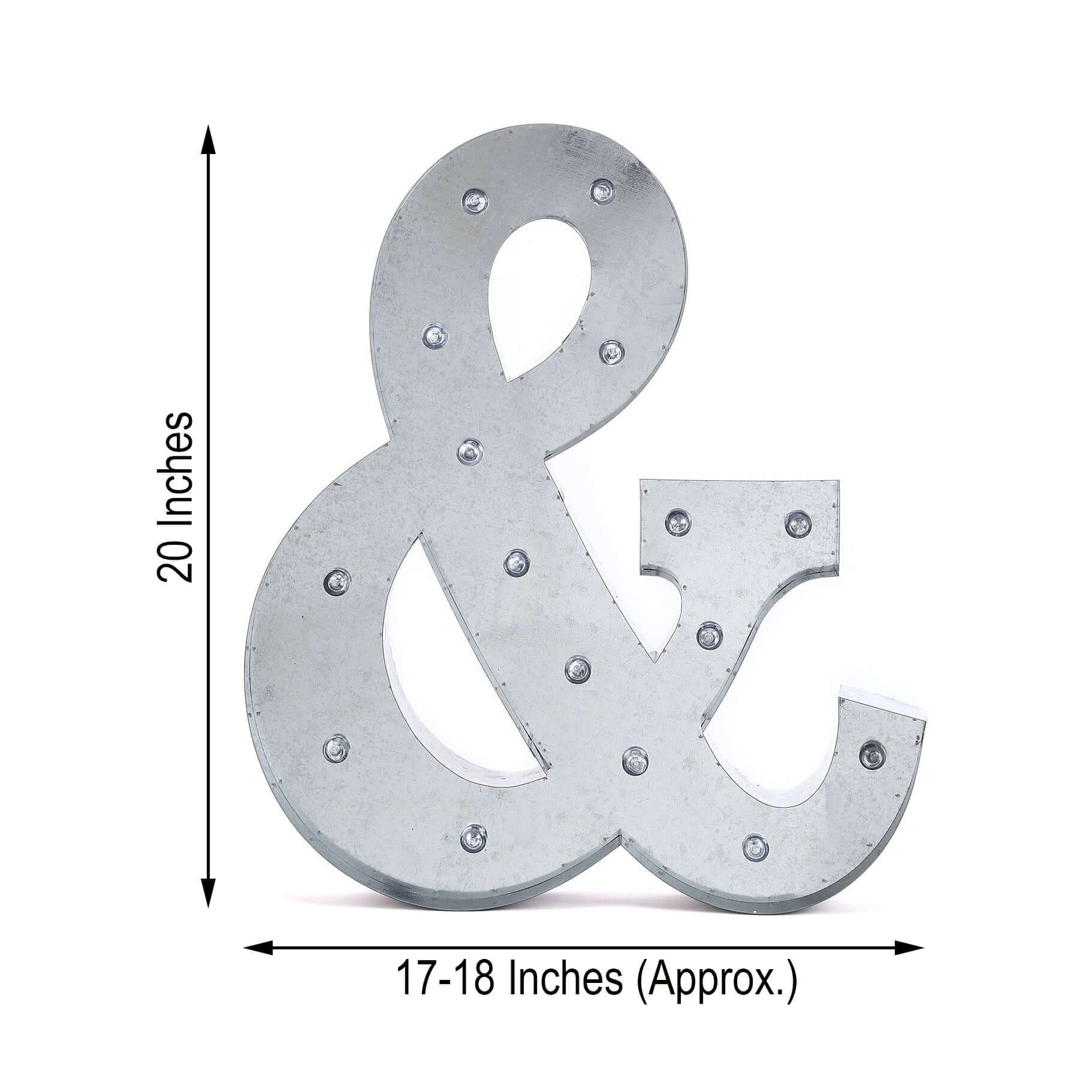 20" Vintage Galvanized Metal Marquee Symbol Light Cordless With 16 Warm White LED - &