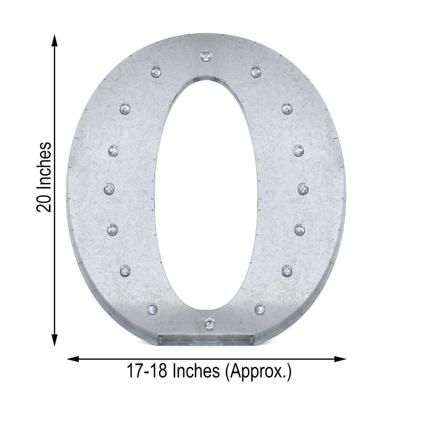 20" Vintage Galvanized Metal Marquee Letter Light Cordless With 16 Warm White LED - O