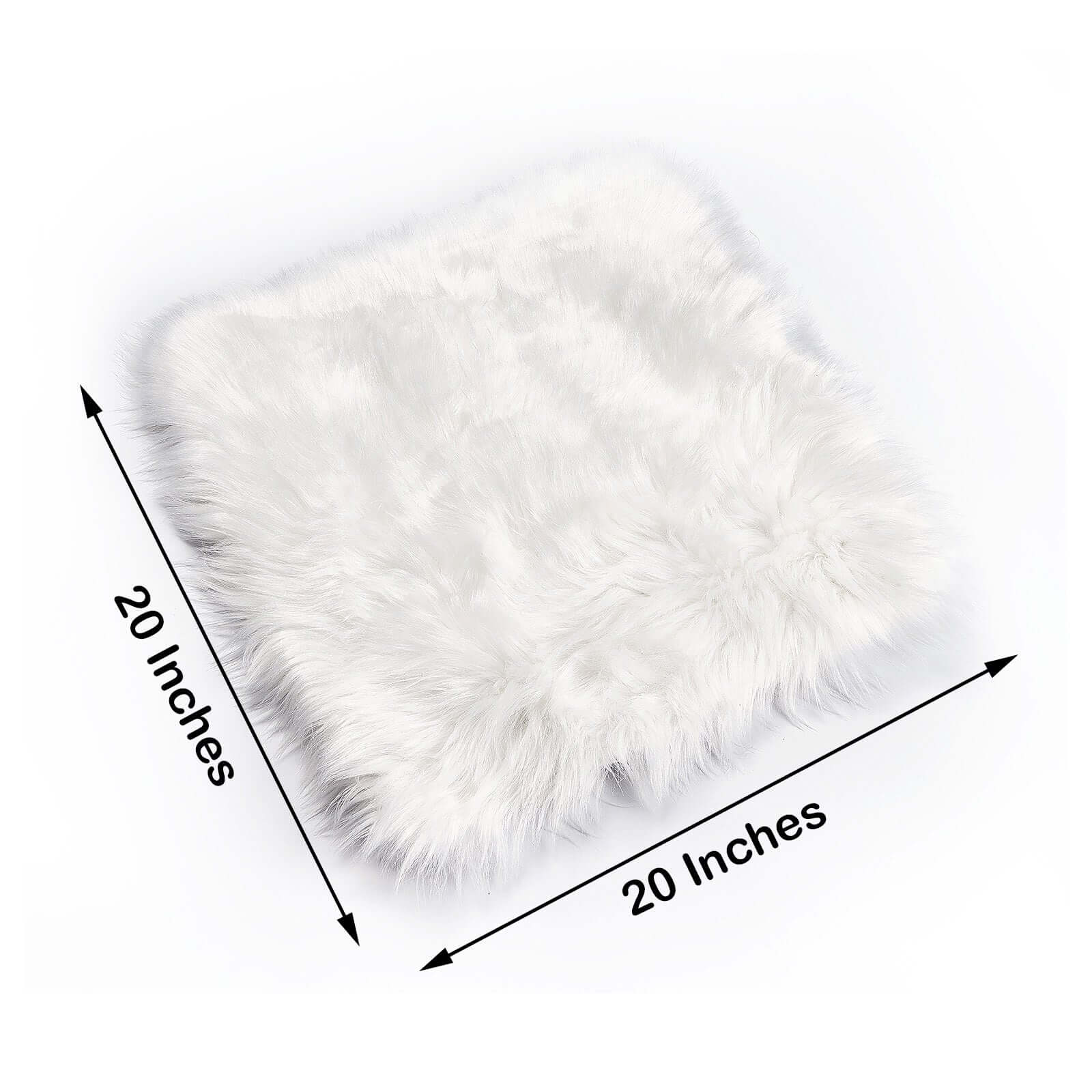Faux Sheepskin 20" Cushion Cover with Soft Plush Finish White - Stylish Small Shag Area Rug for Events