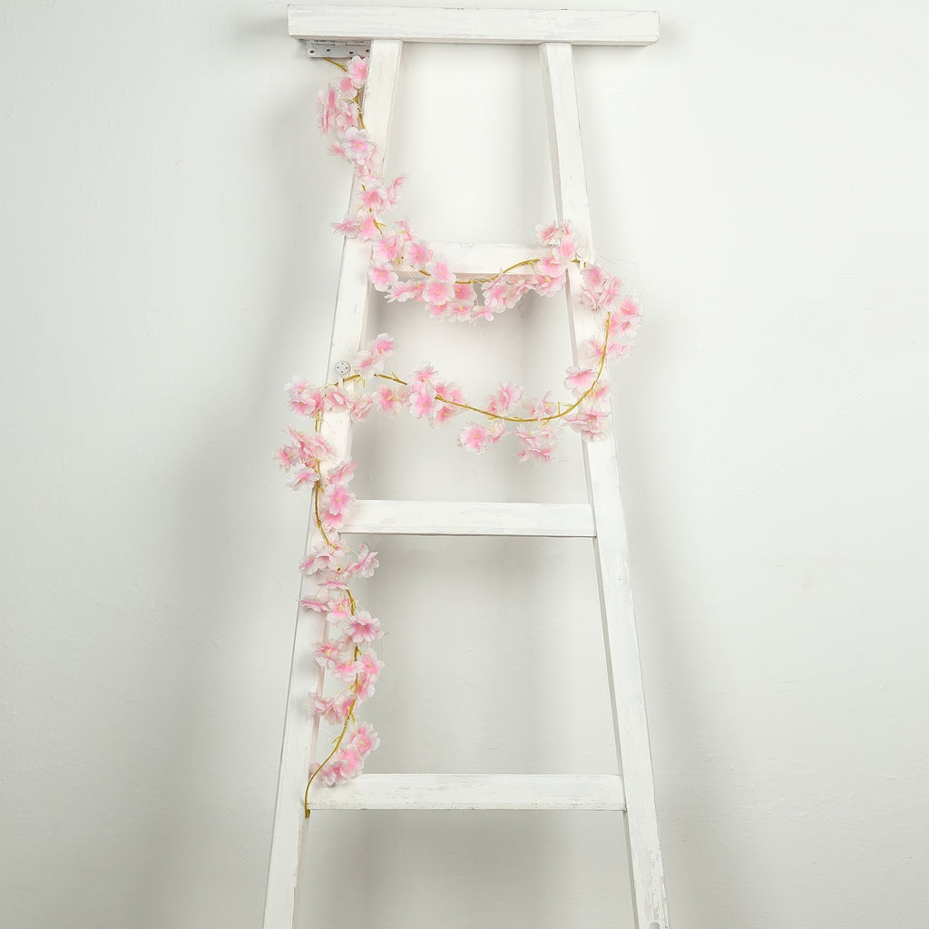 20 LED Garland Fairy String Lights Cherry Blossom Design Blush Warm White - Battery Operated Party DÃ©cor 6ft - Bell Racket Store