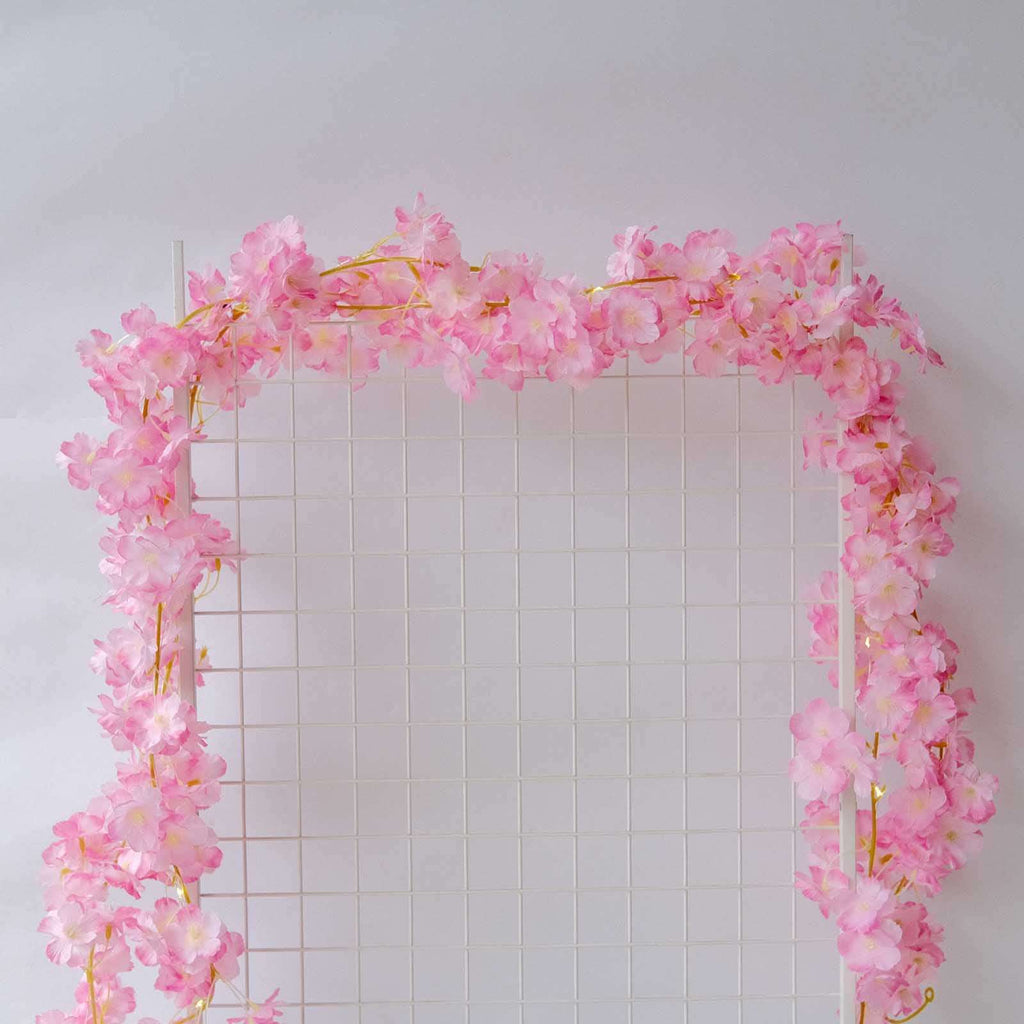 20 LED Garland Fairy String Lights Cherry Blossom Design Pink Warm White - Battery Operated Party DÃ©cor 6ft - Bell Racket Store