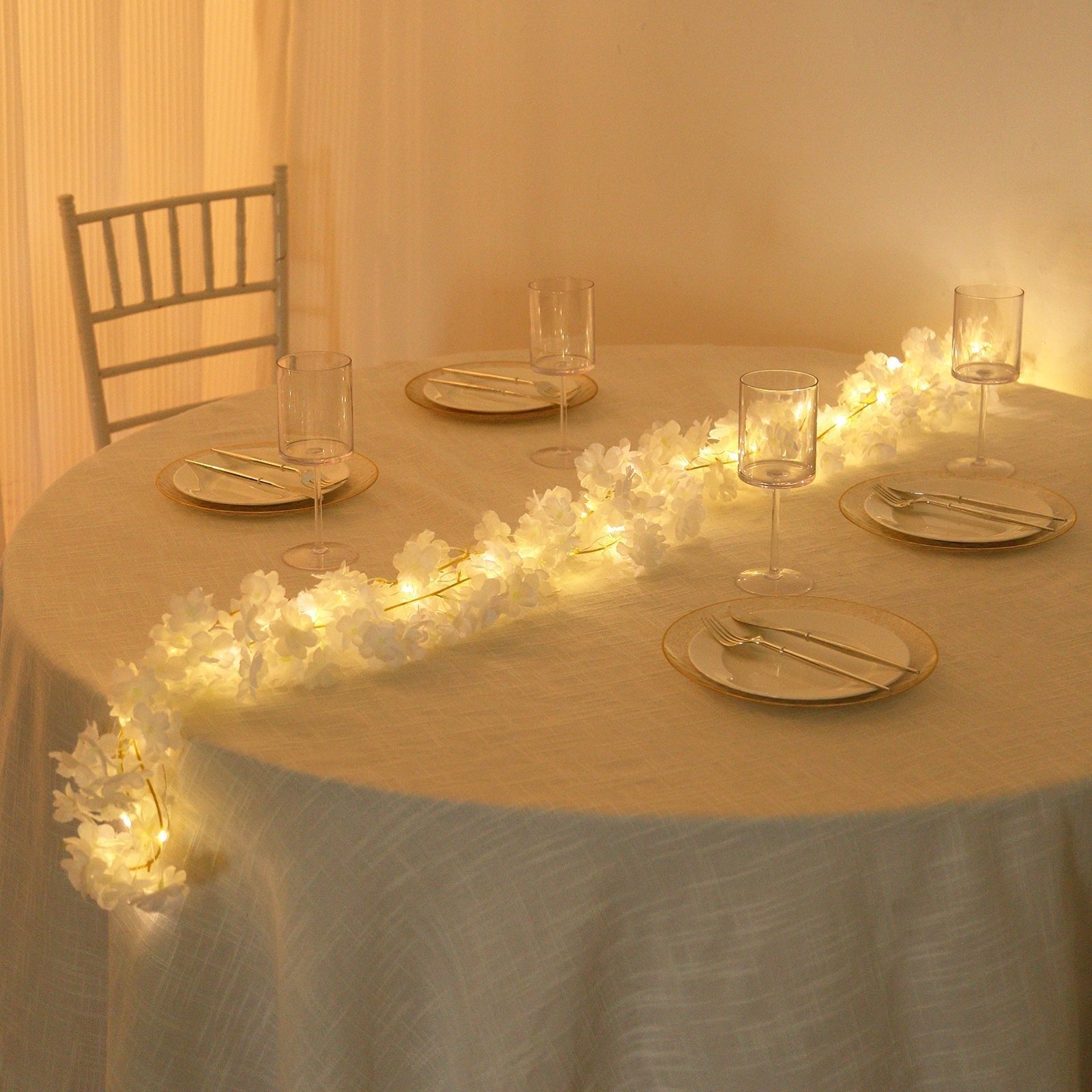 20 LED Garland Fairy String Lights Cherry Blossom Design White Warm White - Battery Operated Party DÃ©cor 6ft - Bell Racket Store