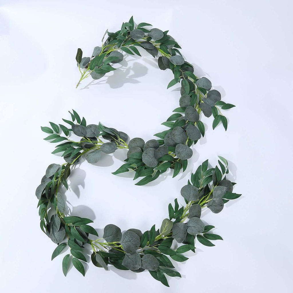 20 LED Garland Fairy String Lights Eucalyptus Leaf Design Willow Green Warm White - Battery Operated Hanging Accent 6ft - Bell Racket Store