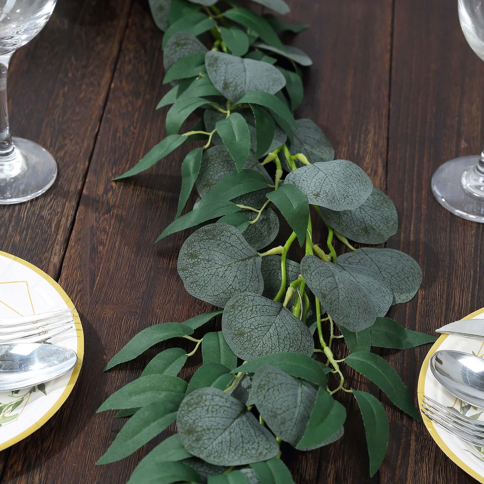 20 LED Garland Fairy String Lights Eucalyptus Leaf Design Willow Green Warm White - Battery Operated Hanging Accent 6ft - Bell Racket Store