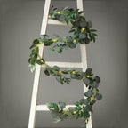 20 LED Garland Fairy String Lights Eucalyptus Leaf Design Willow Green Warm White - Battery Operated Hanging Accent 6ft - Bell Racket Store