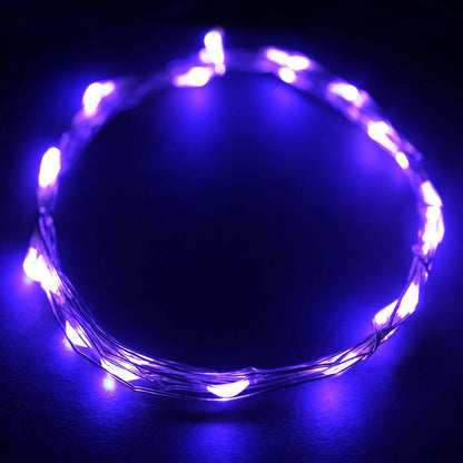 20 LED Micro Fairy String Lights Starry Bright Design Purple - Battery Operated Party Accent 90" - NestOCart