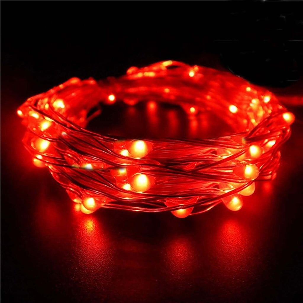 20 LED Micro Fairy String Lights Starry Bright Design Red - Battery Operated Party Accent 90" - Bell Racket Store