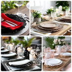 20 - Pack 10" Plastic Dinner Plates â€“ Black Reef Design Party Plates â€“ Elegant Disposable Tableware - Bell Racket Store