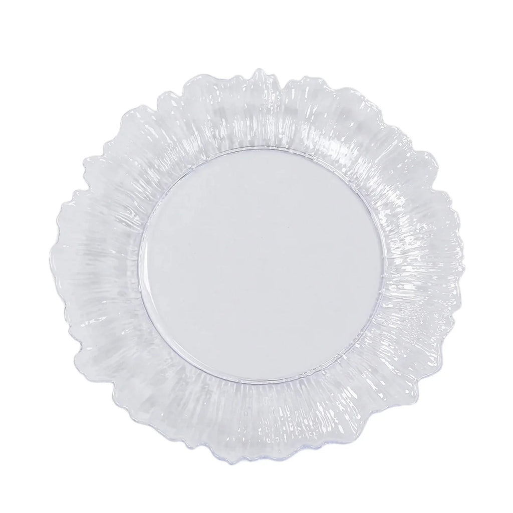 20 - Pack 10" Plastic Dinner Plates â€“ Clear Reef Design Party Plates â€“ Elegant Disposable Tableware - Bell Racket Store