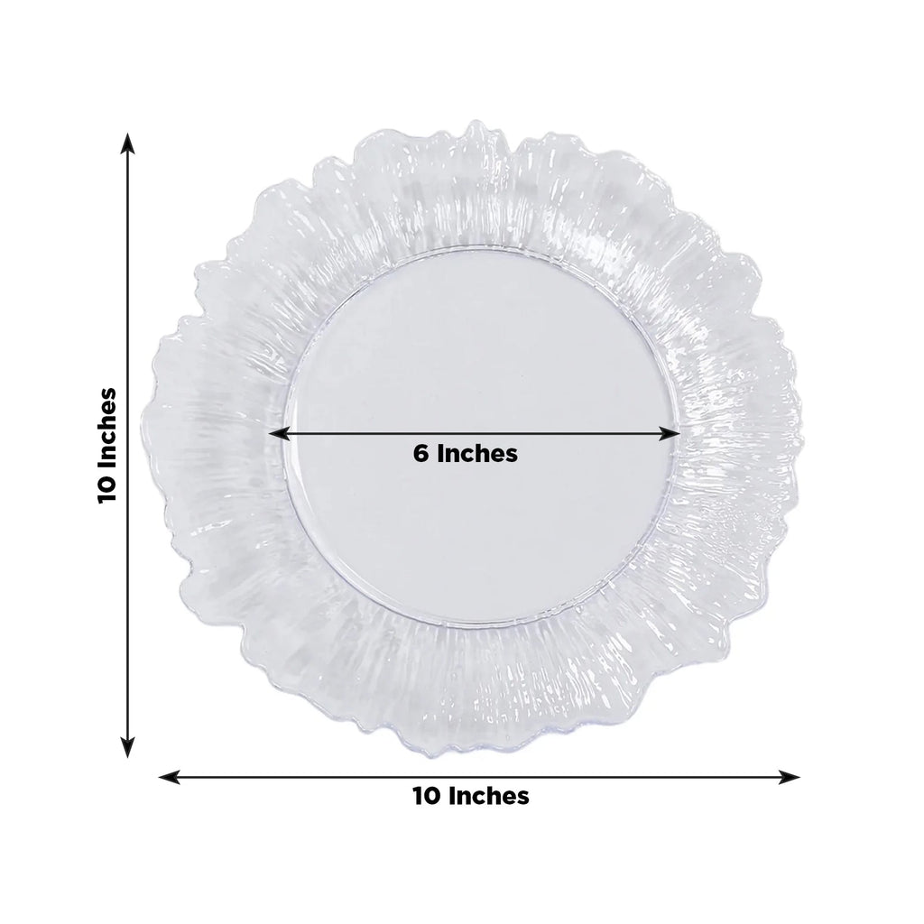 20 - Pack 10" Plastic Dinner Plates â€“ Clear Reef Design Party Plates â€“ Elegant Disposable Tableware - Bell Racket Store