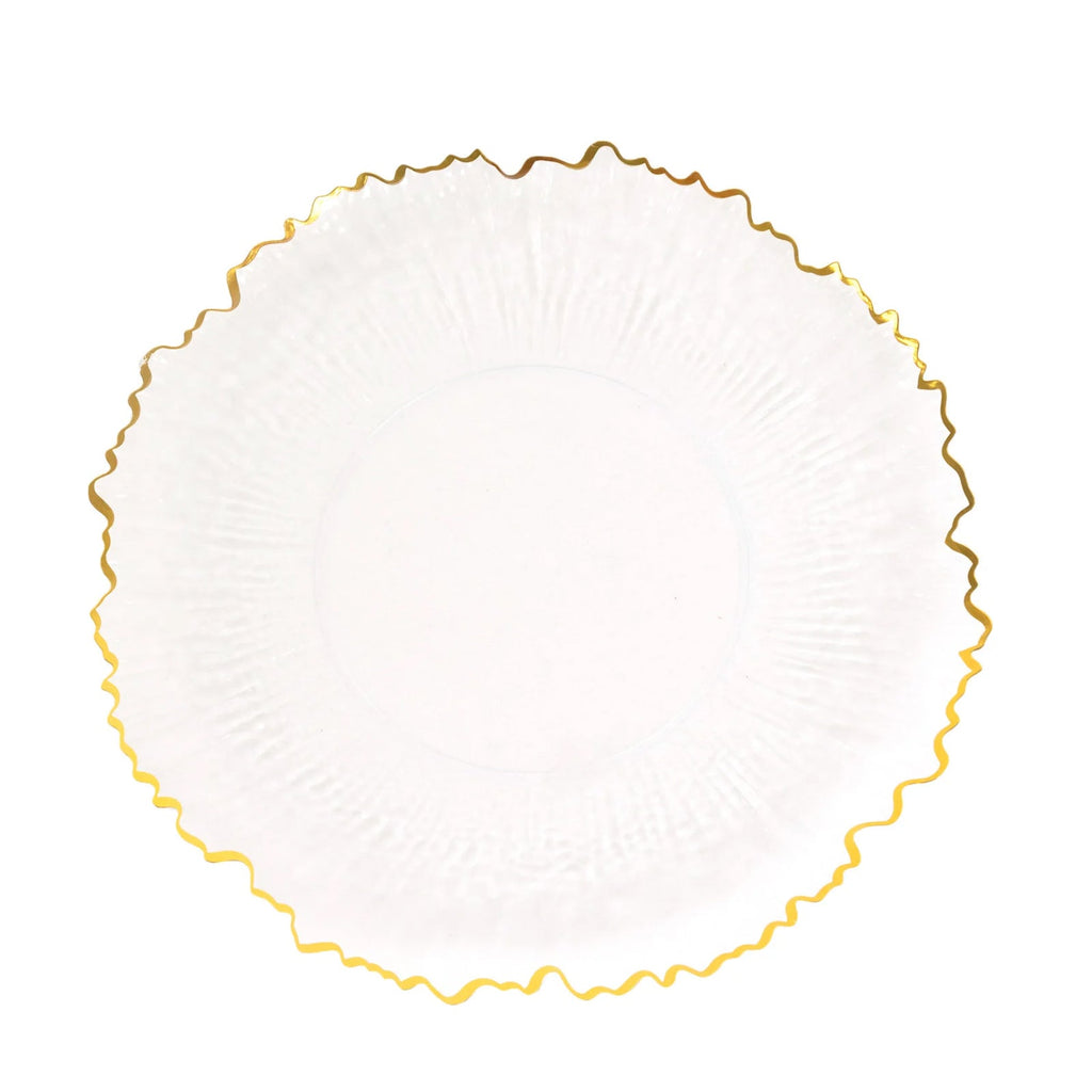 20 Pack 10" Plastic Dinner Plates â€“ Clear Reef Design with Gold Rim, Elegant Disposable Party Tableware - Bell Racket Store