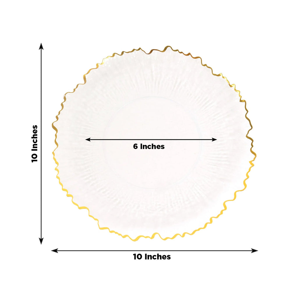 20 Pack 10" Plastic Dinner Plates â€“ Clear Reef Design with Gold Rim, Elegant Disposable Party Tableware - Bell Racket Store