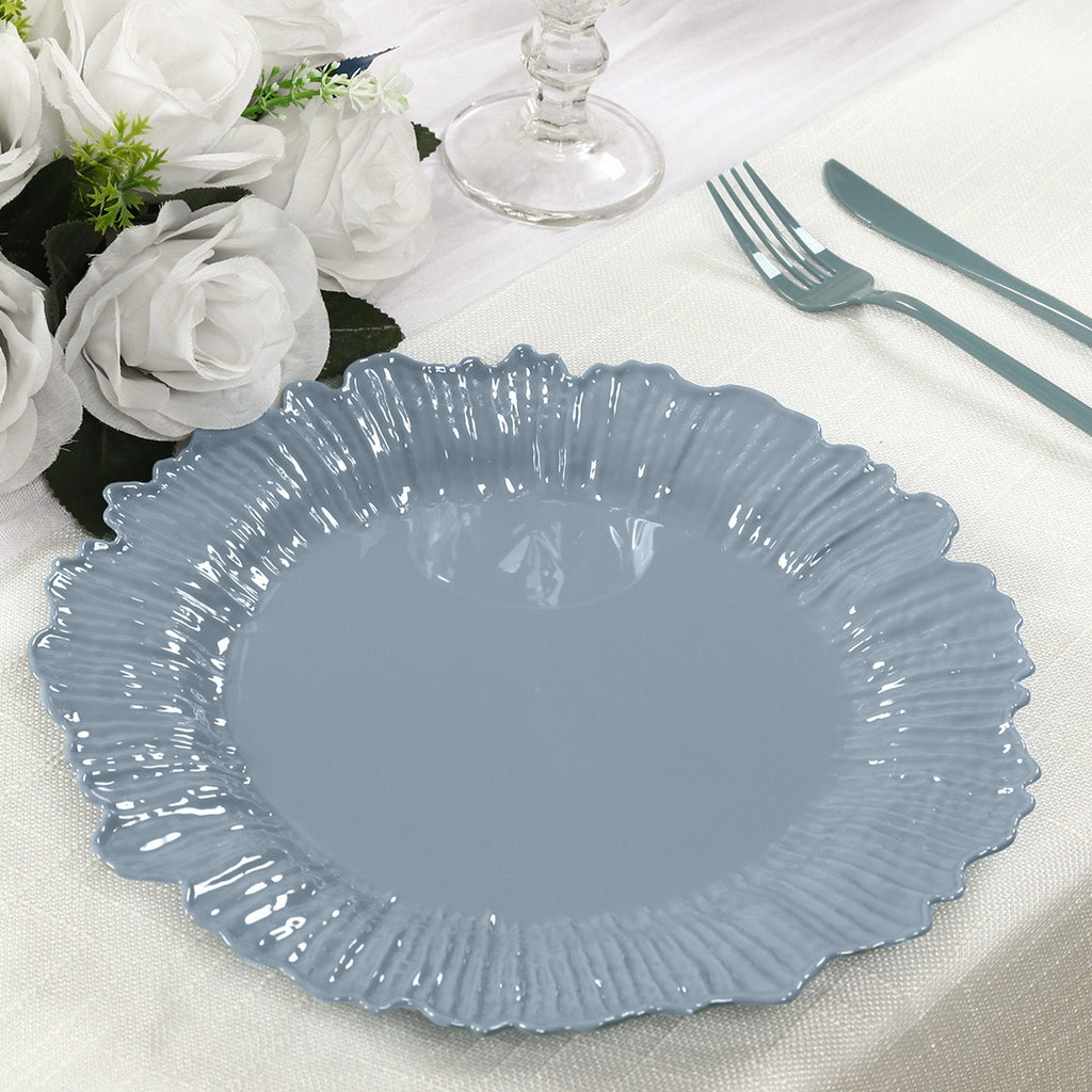 20 - Pack 10" Plastic Dinner Plates â€“ Dusty Blue Reef Design Party Plates â€“ Elegant Disposable Tableware - Bell Racket Store