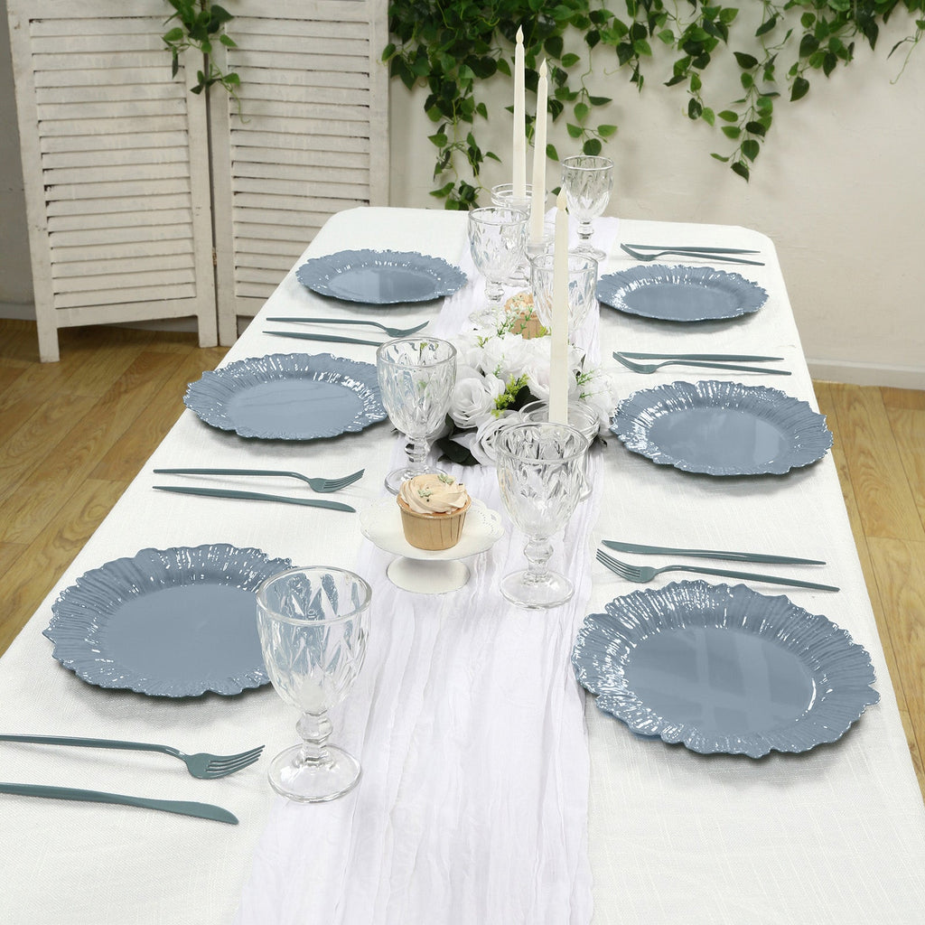 20 - Pack 10" Plastic Dinner Plates â€“ Dusty Blue Reef Design Party Plates â€“ Elegant Disposable Tableware - Bell Racket Store
