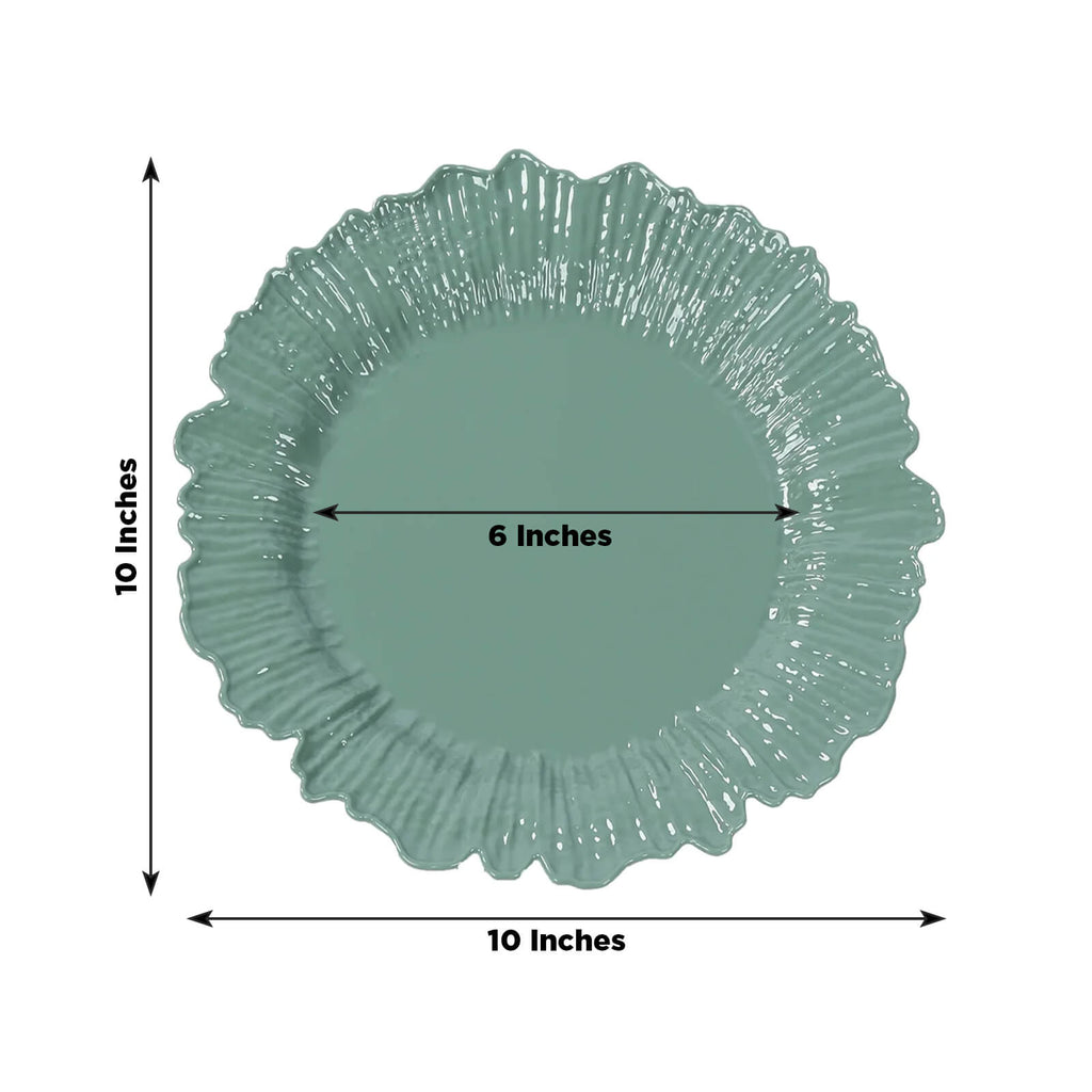 20 - Pack 10" Plastic Dinner Plates â€“ Dusty Sage Green Reef Design Party Plates â€“ Elegant Disposable Tableware - Bell Racket Store