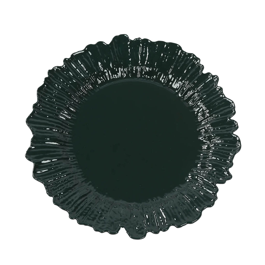20 - Pack 10" Plastic Dinner Plates â€“ Hunter Emerald Green Reef Design Party Plates â€“ Elegant Disposable Tableware - Bell Racket Store