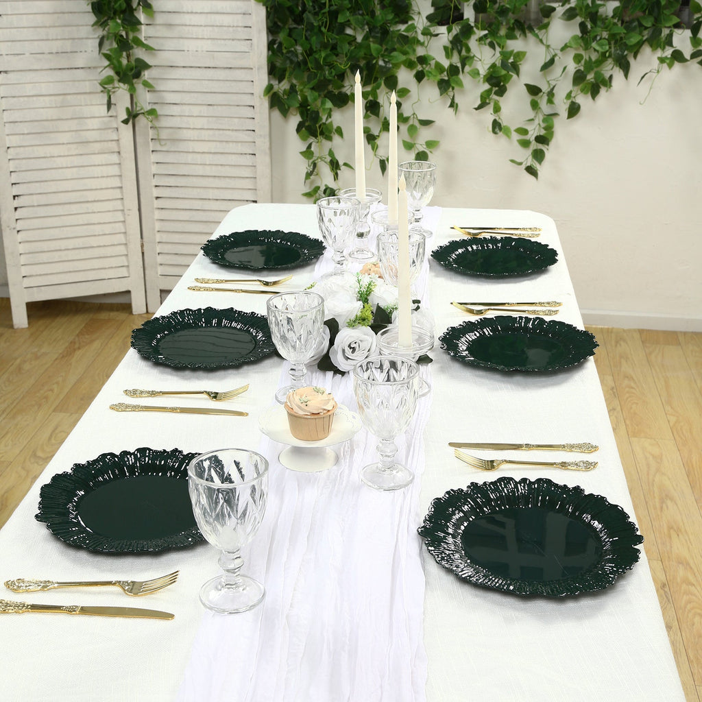 20 - Pack 10" Plastic Dinner Plates â€“ Hunter Emerald Green Reef Design Party Plates â€“ Elegant Disposable Tableware - Bell Racket Store