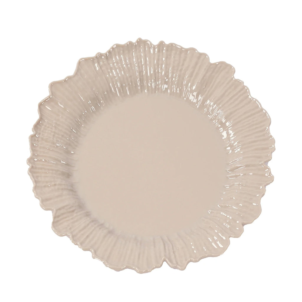 20 - Pack 10" Plastic Dinner Plates â€“ Taupe Reef Design Party Plates â€“ Elegant Disposable Tableware - Bell Racket Store